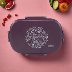 Smily kiddos Stainless Steel Fast Food Theme Lunch Box -Purple 3+ years