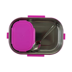 Smily kiddos Stainless Steel Fast Food Theme Lunch Box -Purple 3+ years