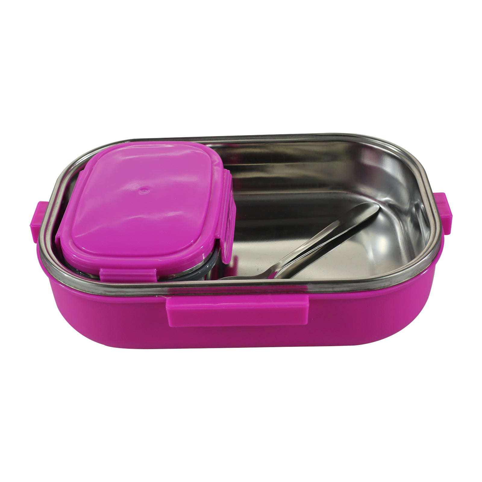 Smily kiddos Stainless Steel Fast Food Theme Lunch Box -Purple 3+ years