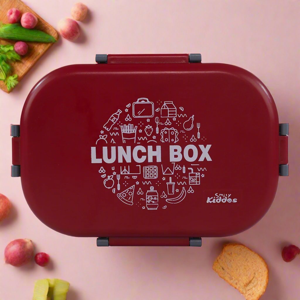 Smily kiddos Stainless Steel Pan Cake Theme Lunch Box - Red  3+ years