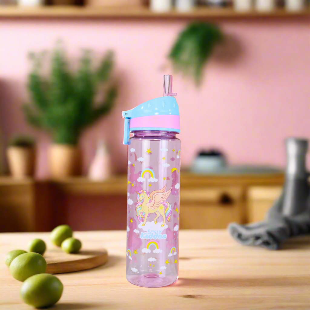 Straight Water Bottle With Flip Top Nozzle Unicon Theme 