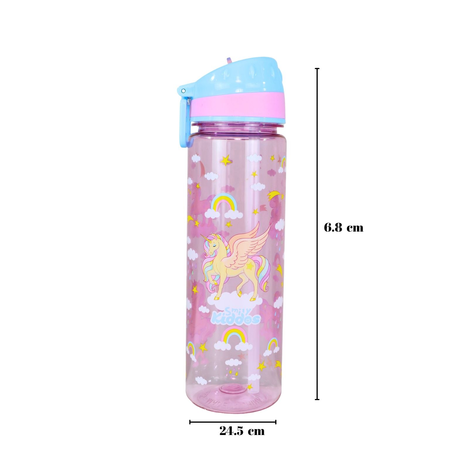 Straight Water Bottle With Flip Top Nozzle Unicon Theme  dimension