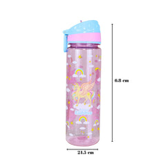 Smily Kiddos Straight Water Bottle With Flip Top Nozzle Unicon Theme - Pink & Blue