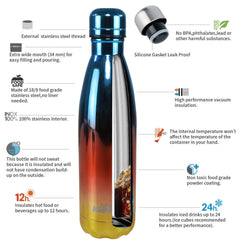 Smily Kiddos 500 ML Stainless Steel Holographic Water Bottle - Glossy Red