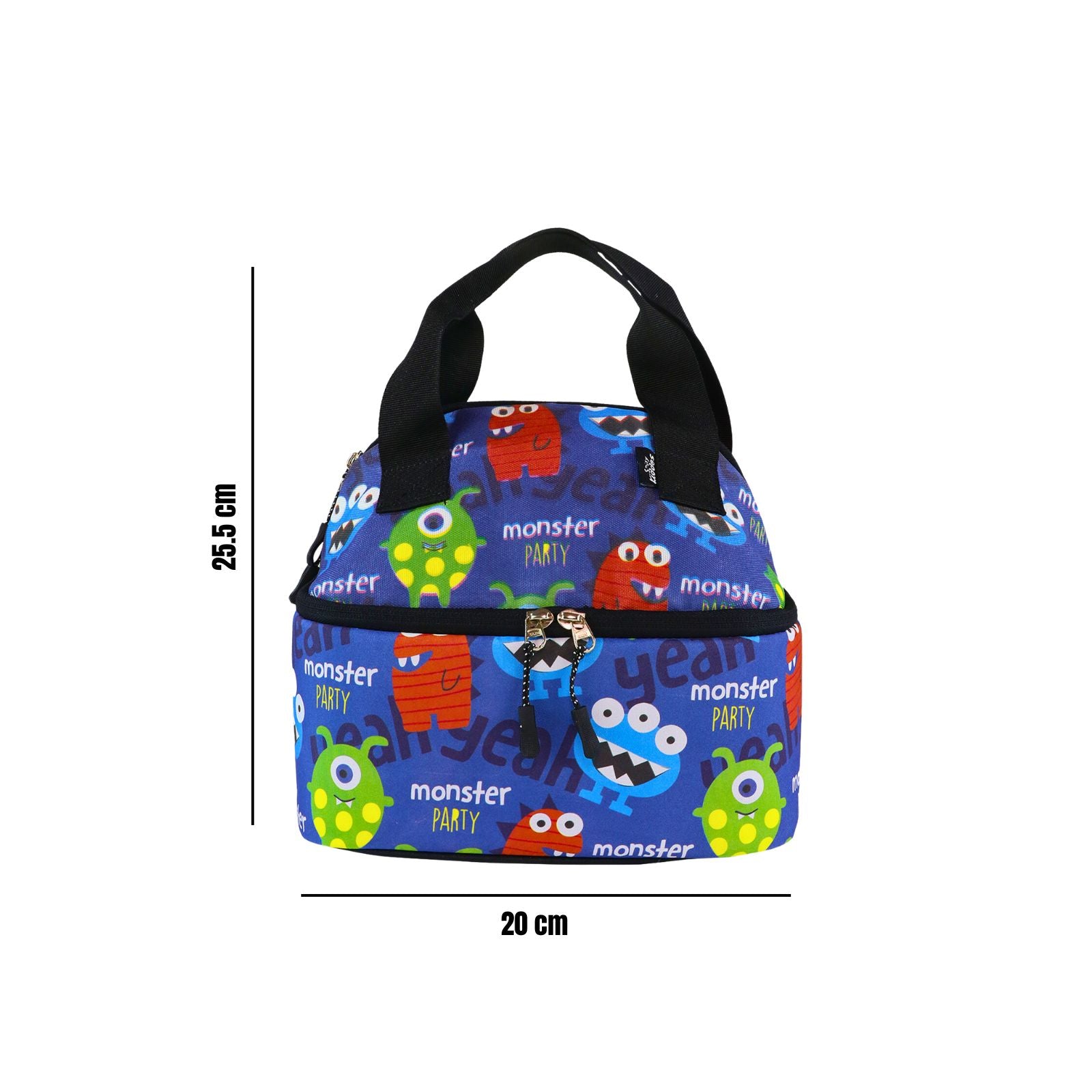 Smily Kiddos Double Decker Lunch Bag  Monster Theme - Blue LxWxH :25.5 X 17 X 20 CM