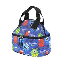 Smily Kiddos Double Decker Lunch Bag  Monster Theme - Blue LxWxH :25.5 X 17 X 20 CM