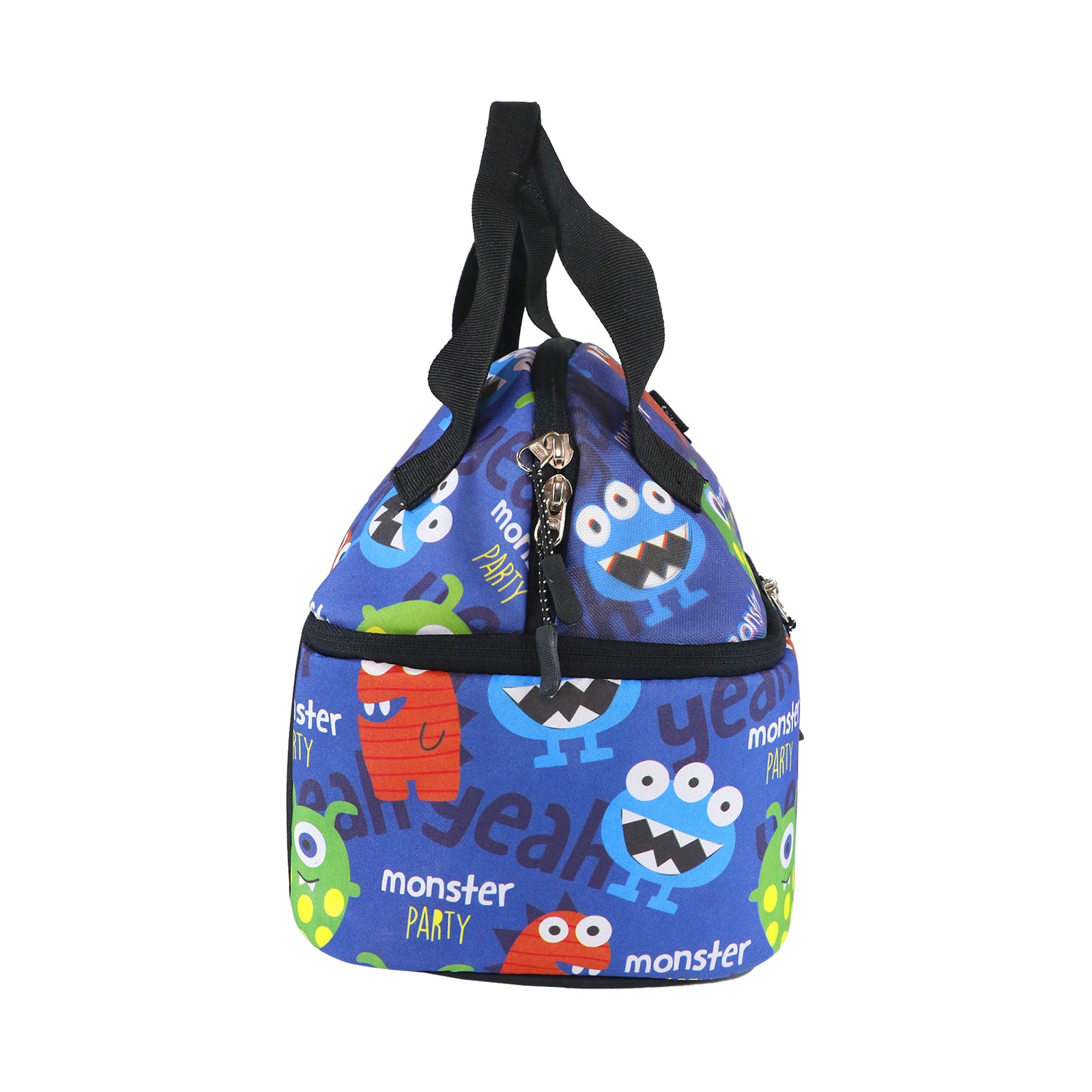 Smily Kiddos Double Decker Lunch Bag  Monster Theme - Blue LxWxH :25.5 X 17 X 20 CM