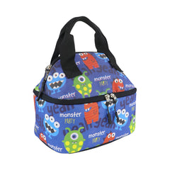 Smily Kiddos Double Decker Lunch Bag  Monster Theme - Blue LxWxH :25.5 X 17 X 20 CM