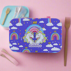 Smily Kiddos Brunch Stainless Steel Lunch Box - Unicorn Theme - Blue