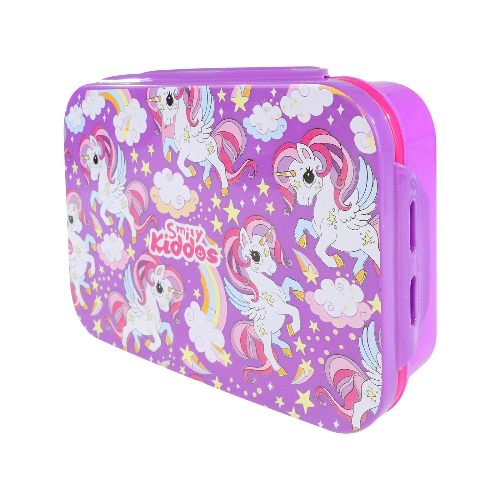 Smily Kiddos Brunch Stainless Steel Lunch Box - Unicorn Theme - Purple