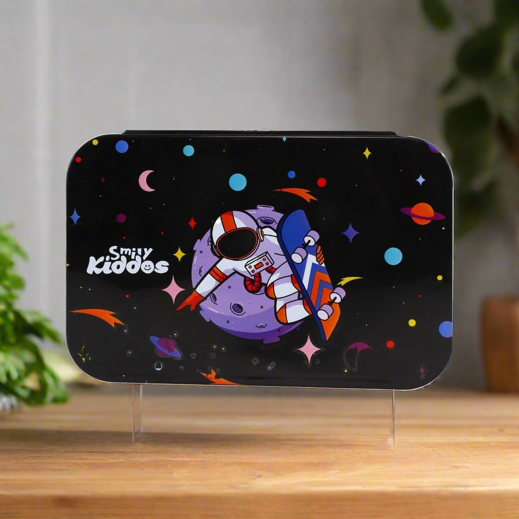 Smily Kiddos Brunch Stainless Steel Lunch Box - Astronaut Theme - Black