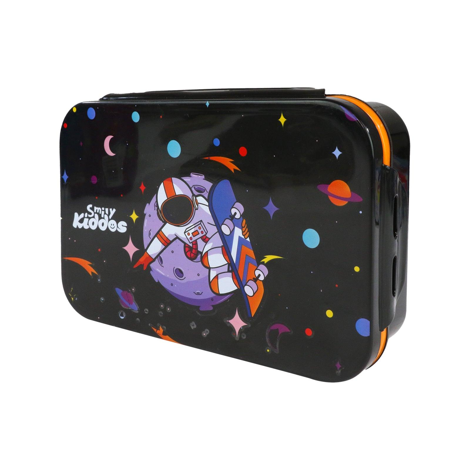 Smily Kiddos Brunch Stainless Steel Lunch Box - Astronaut Theme - Black