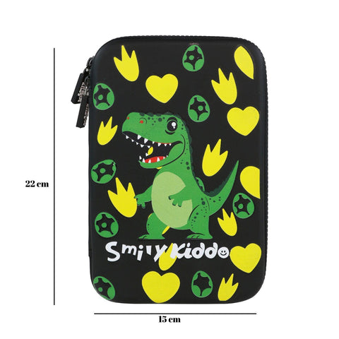 Image of Smily Kiddos Dino Theme - Single Compartment EVA Pencil Case with Dino Slap band - Black