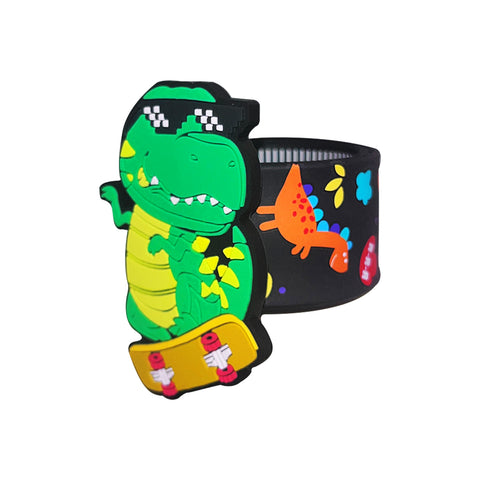 Image of Smily Kiddos Dino Theme - Single Compartment EVA Pencil Case with Dino Slap band - Black