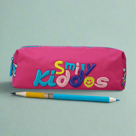 Image of Smily Twin Zipper Pencil Pouch Pink