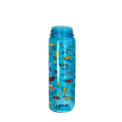 Smily Kiddos Straight Water Bottle With Flip Top Nozzle Dinosaur Theme - Blue & Red