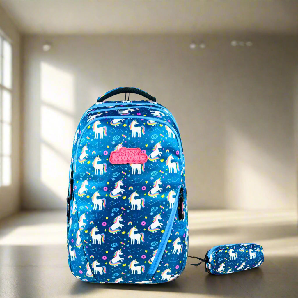 Smily Kiddos ARC Backpack with Pouch-Blue