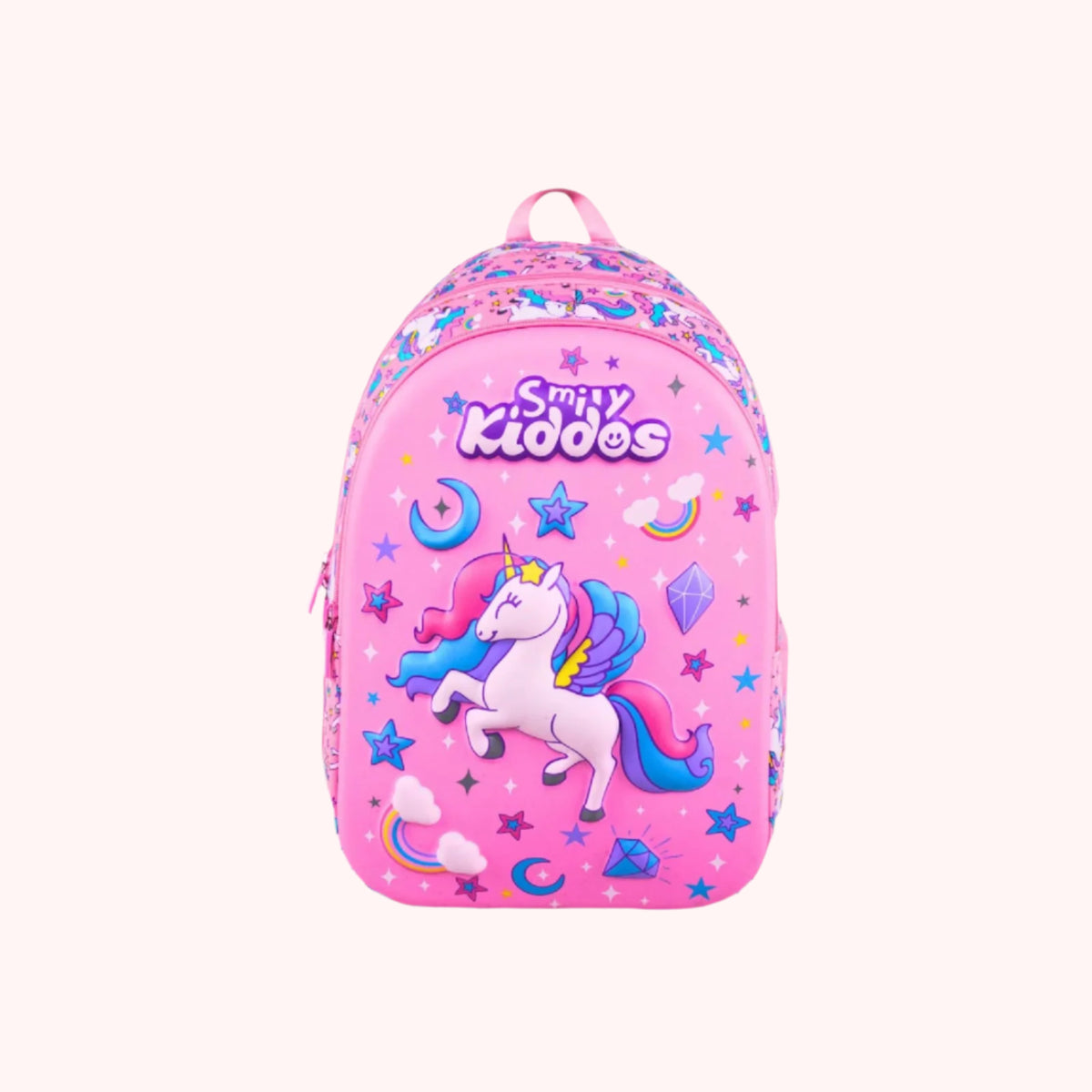 Smily Kiddos 15L EVA Shell Backpack | Sky Unicorn Theme | Pink | Durable & Spacious School Bag | 45 x 30 x 14 cm