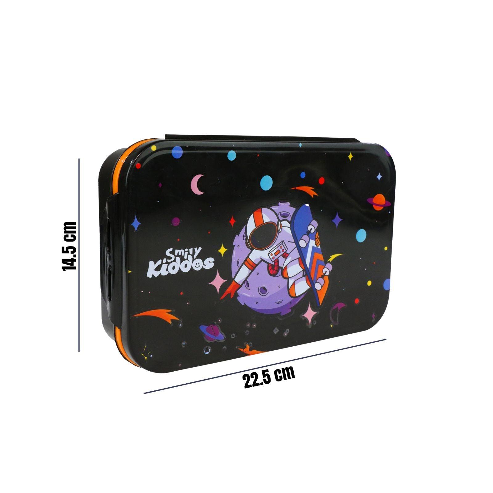 Smily Kiddos Brunch Stainless Steel Lunch Box - Astronaut Theme - Black