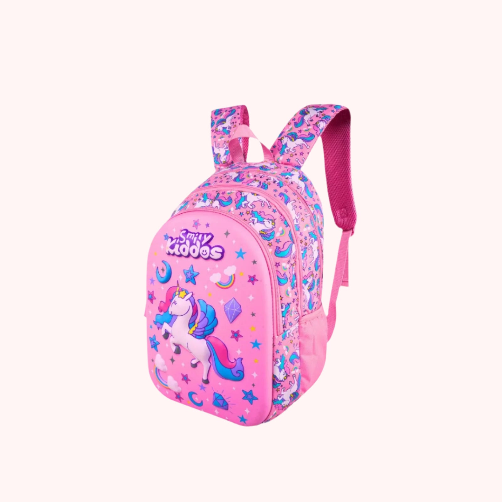 Smily Kiddos 15L EVA Shell Backpack | Sky Unicorn Theme | Pink | Durable & Spacious School Bag | 45 x 30 x 14 cm