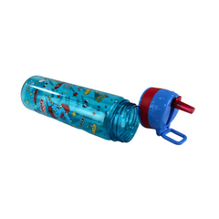 Smily Kiddos Straight Water Bottle With Flip Top Nozzle Dinosaur Theme - Blue & Red