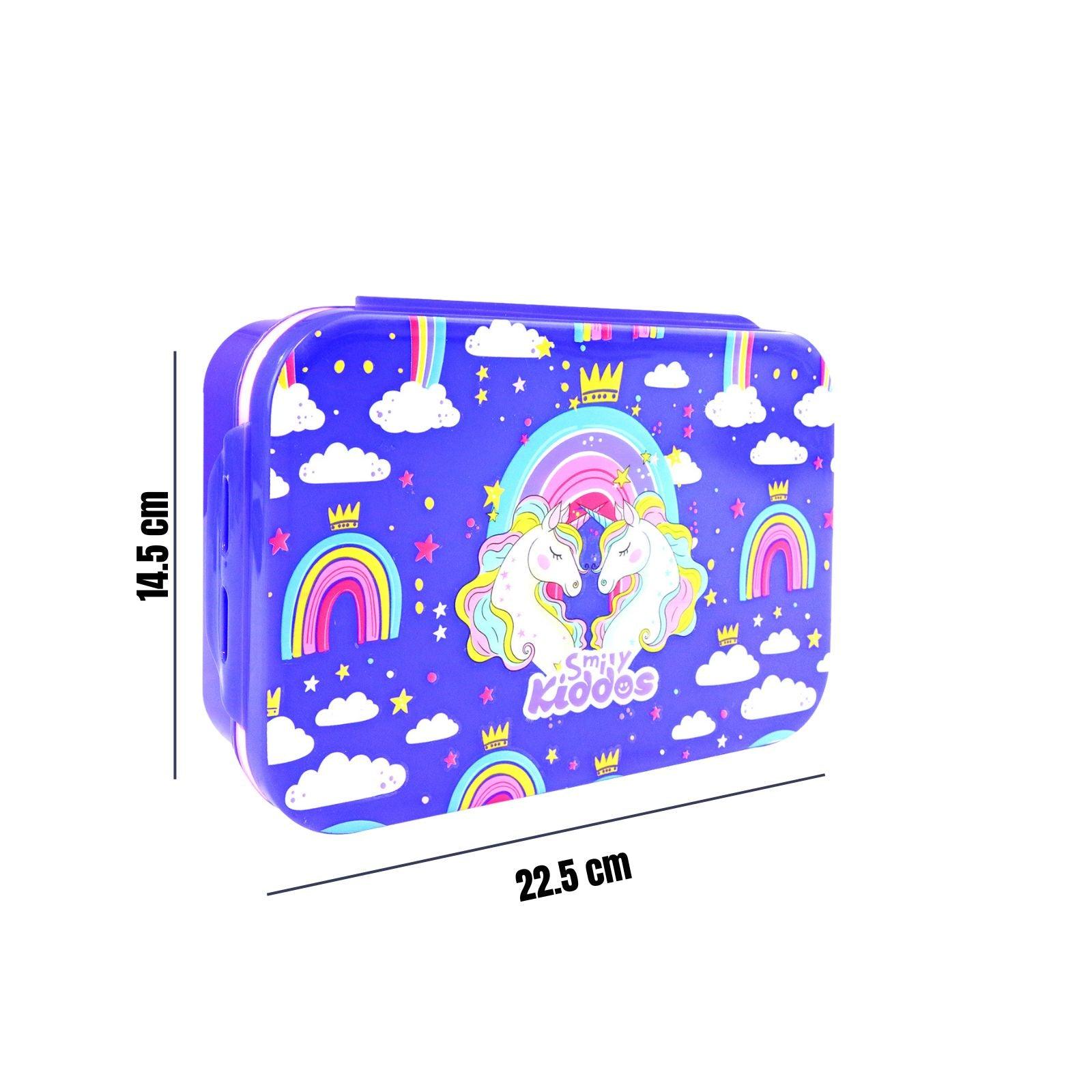 Smily Kiddos Brunch Stainless Steel Lunch Box - Unicorn Theme - Blue