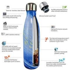 Smily Kiddos 500 ML Stainless Steel Water Bottle -  Ocean Blue