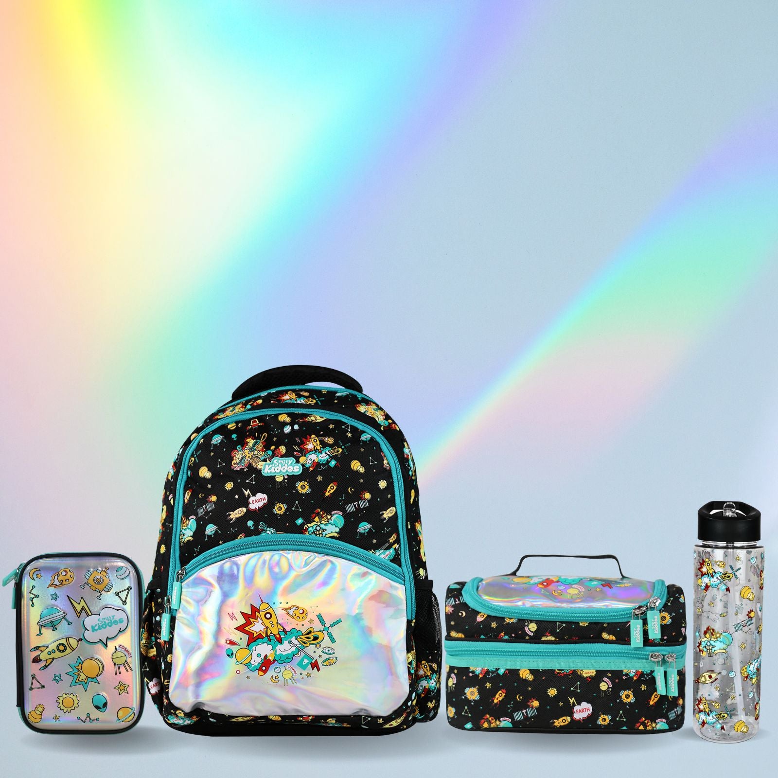 Smily combo backpack(bag,lunch bag,pencil box,water bottle )