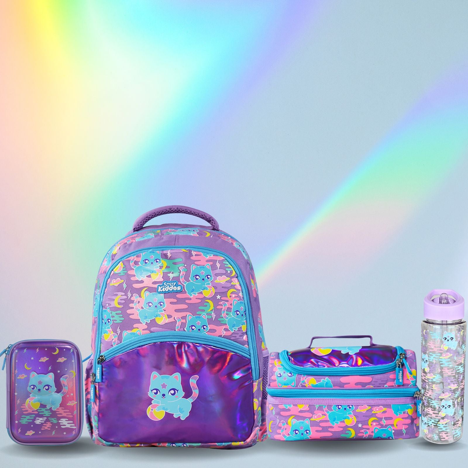 Smily combo backpack(bag,lunch bag,pencil box,water bottle )