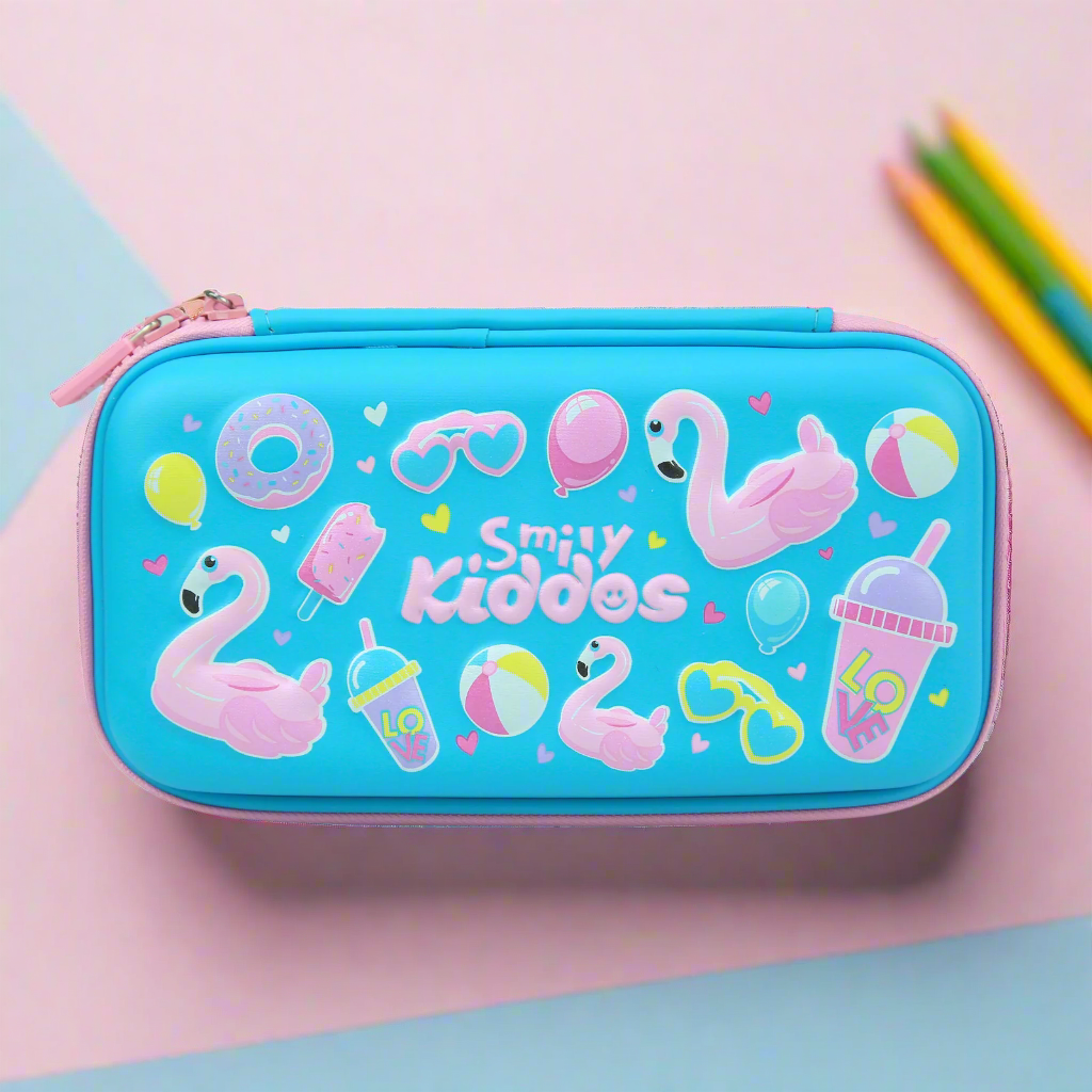 Smily Small Pencil Case Light Blue