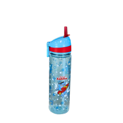 Smily Kiddos Straight Water Bottle With Flip Top Nozzle Shark Theme - Blue & Red