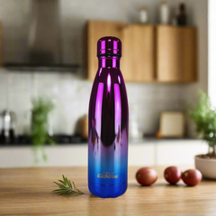 Smily Kiddos 500 ML Stainless Steel Holographic Water Bottle - Glossy Purple