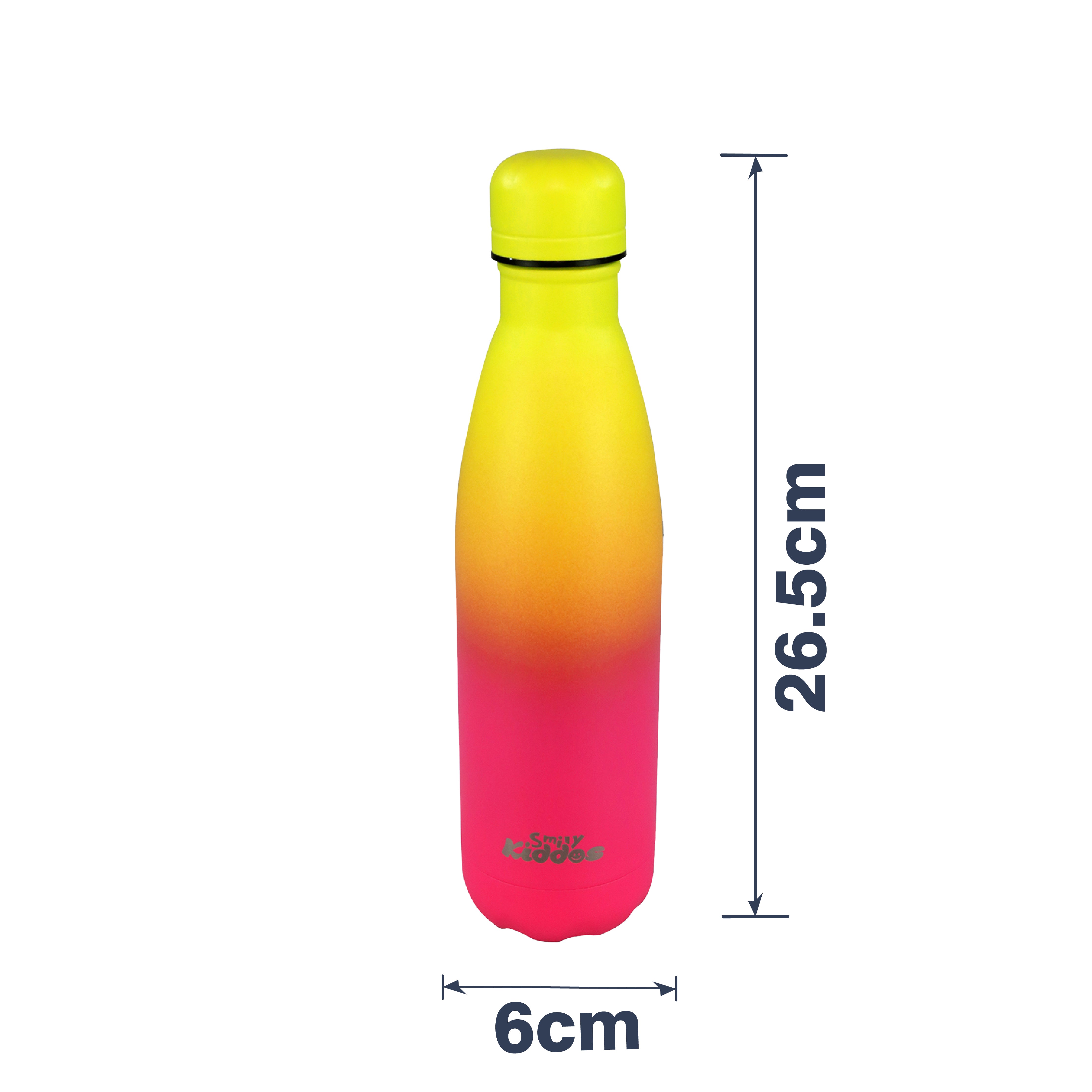 Smily Kiddos 500 ML Stainless Steel Water Bottle  - Matte Yellow pink