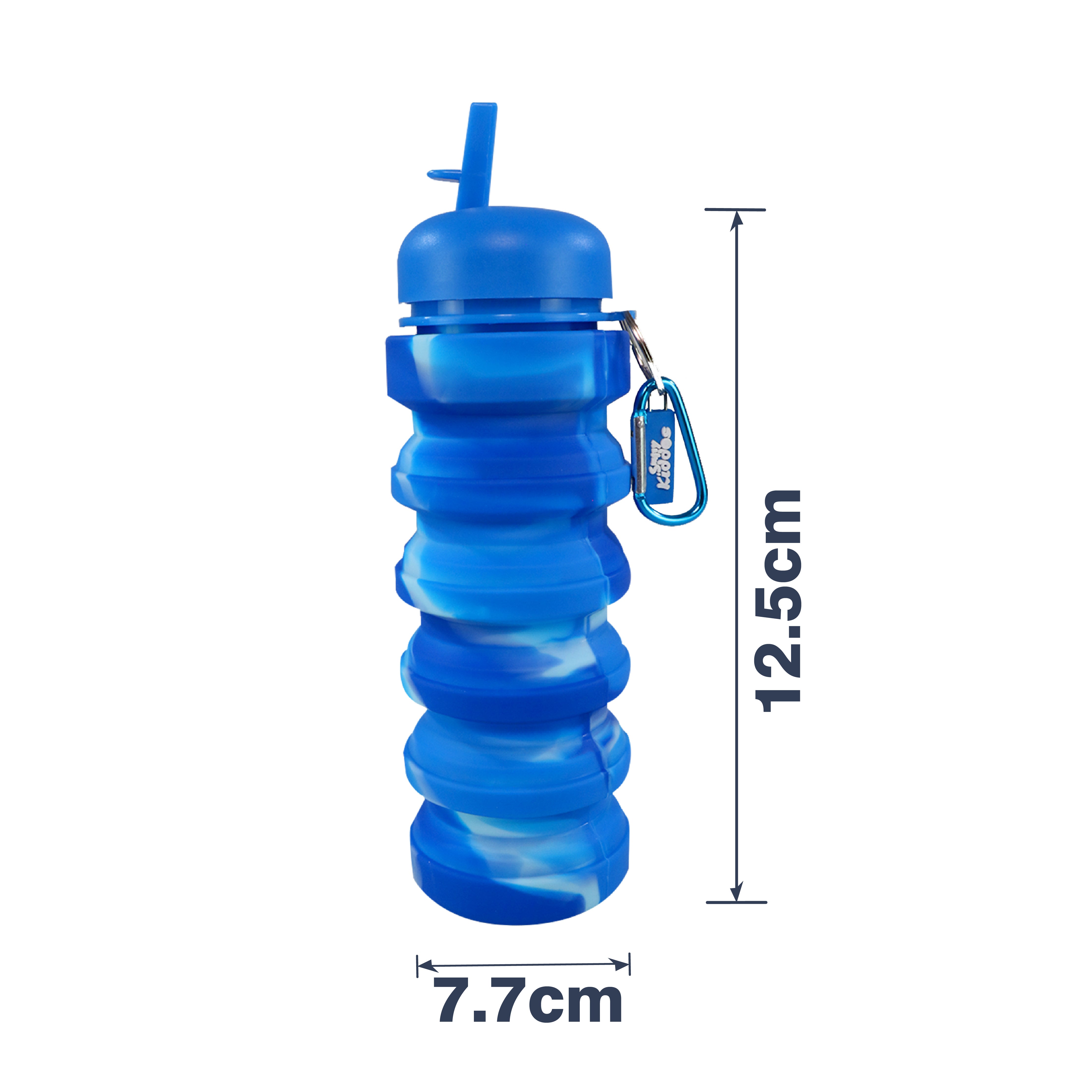 Smily Kiddos Silicone Expandable & Foldable Water Bottle Blue