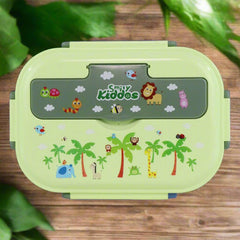 Smily kiddos Stainless Wildlife Theme Lunch Box -  Green- Large