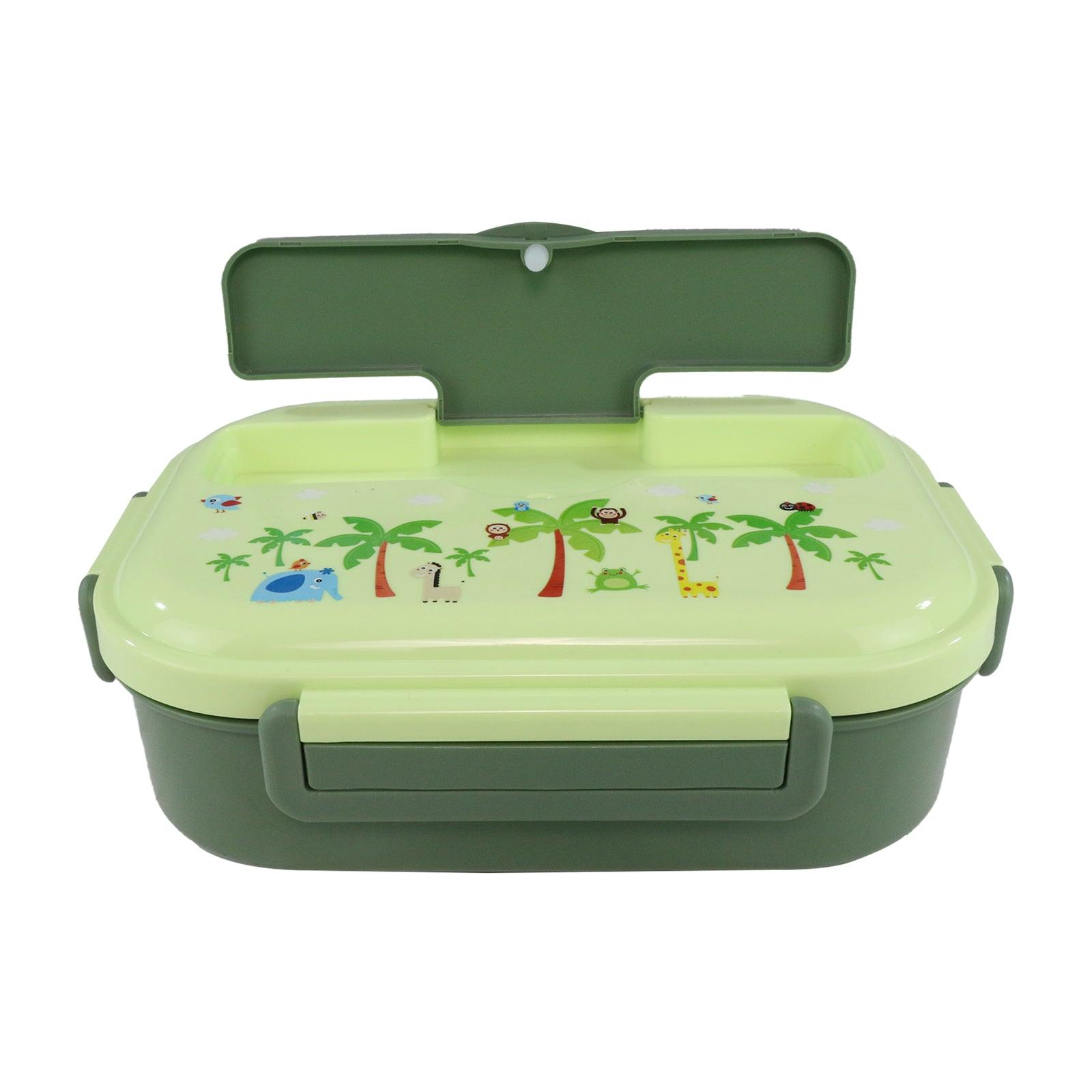 Smily kiddos Stainless Wildlife Theme Lunch Box -  Green- Large