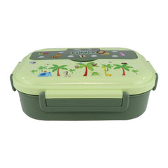 Smily kiddos Stainless Wildlife Theme Lunch Box -  Green- Large