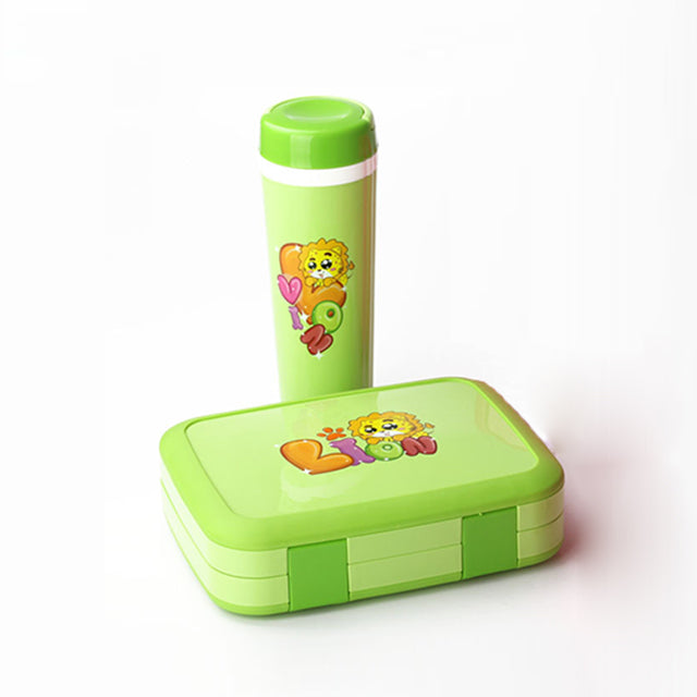 Lunch Combo Lion Theme Green ( LUNCH BAG, LUNCH BOX ,WATER BOTTLE)