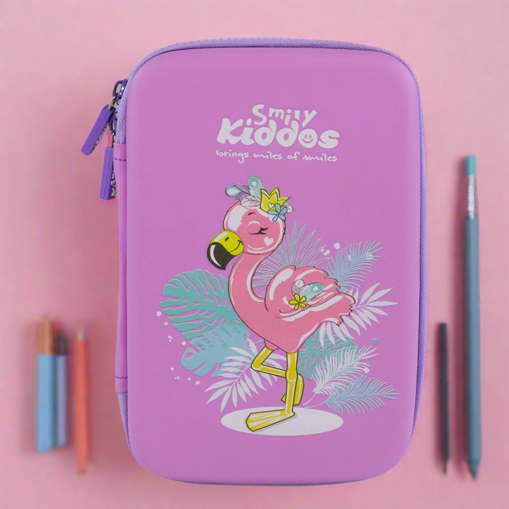 Smily Kiddos Single compartment Eva pencil case - Flamingo Theme purple