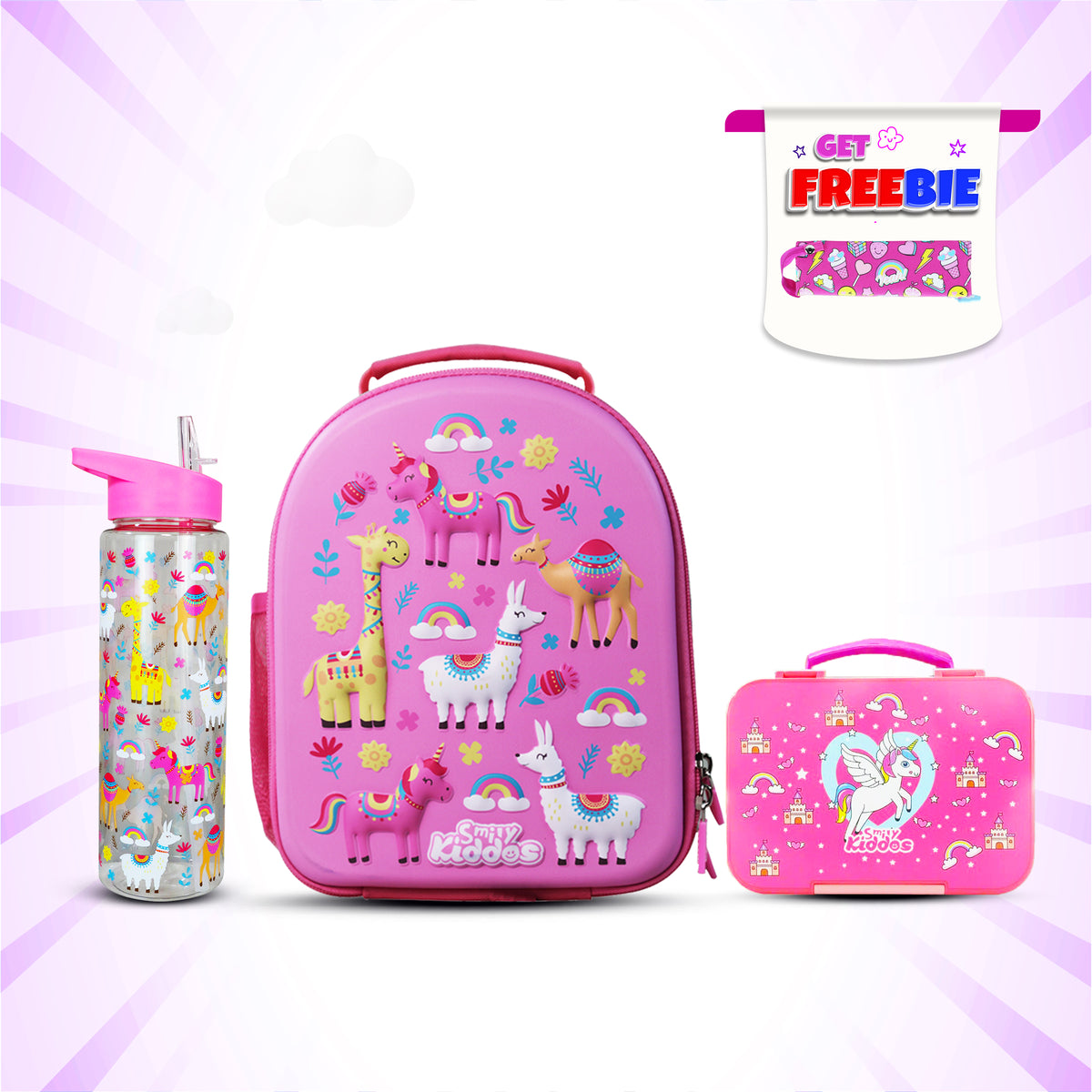 Lunch Combo 3-in-1 Pack (Lunch Bag, BPA-Free Lunch Box & Water Bottle) - Pink