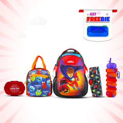 Smily Kiddos Combo Pack(Backpack,Pencil case,Lunch Bag,Lunch Box, Sipper Water Bottle (Black & Red)