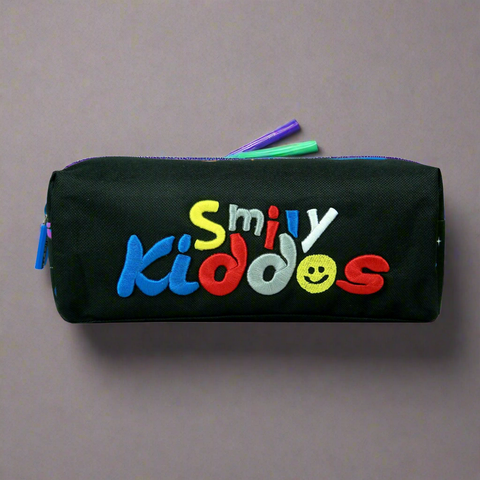 Image of Smily Twin Zipper Pencil Pouch Black