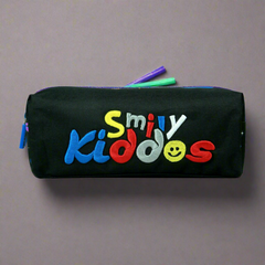 Smily Twin Zipper Pencil Pouch Black