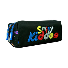 Smily Twin Zipper Pencil Pouch Black