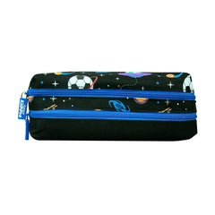 Smily Twin Zipper Pencil Pouch Black