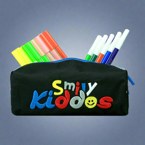 Image of Smily Twin Zipper Pencil Pouch Black