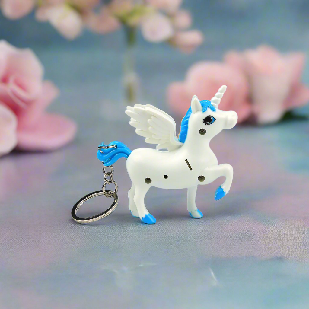 Smily Unicorn Keyring Light Blue