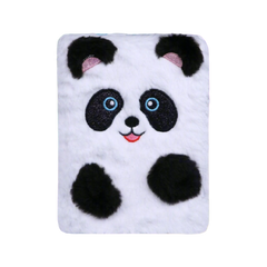 Panda - Themed Fluffy Notebook - Black and White