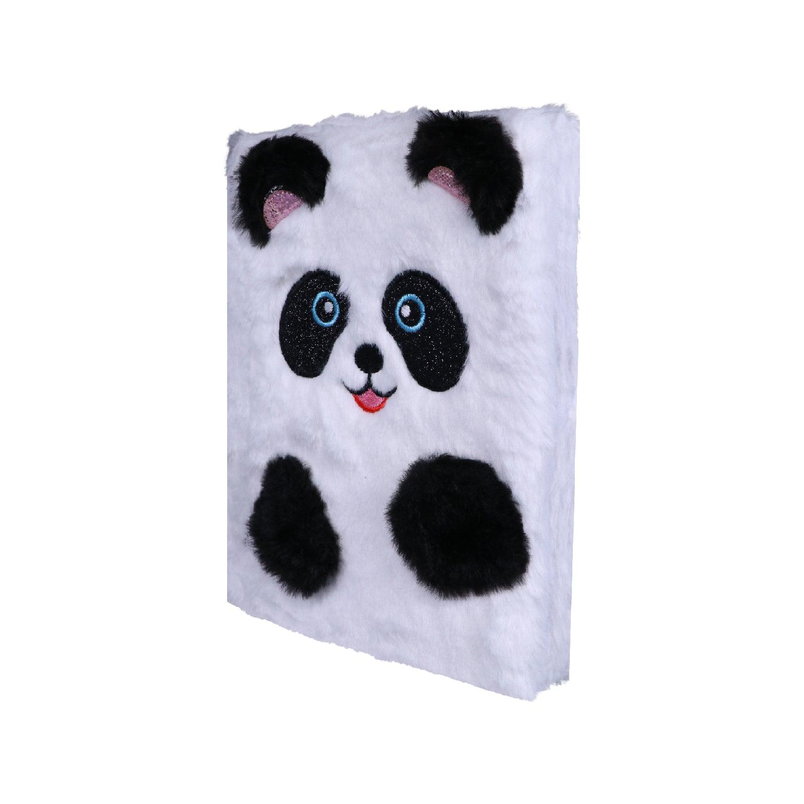 Panda - Themed Fluffy Notebook - Black and White