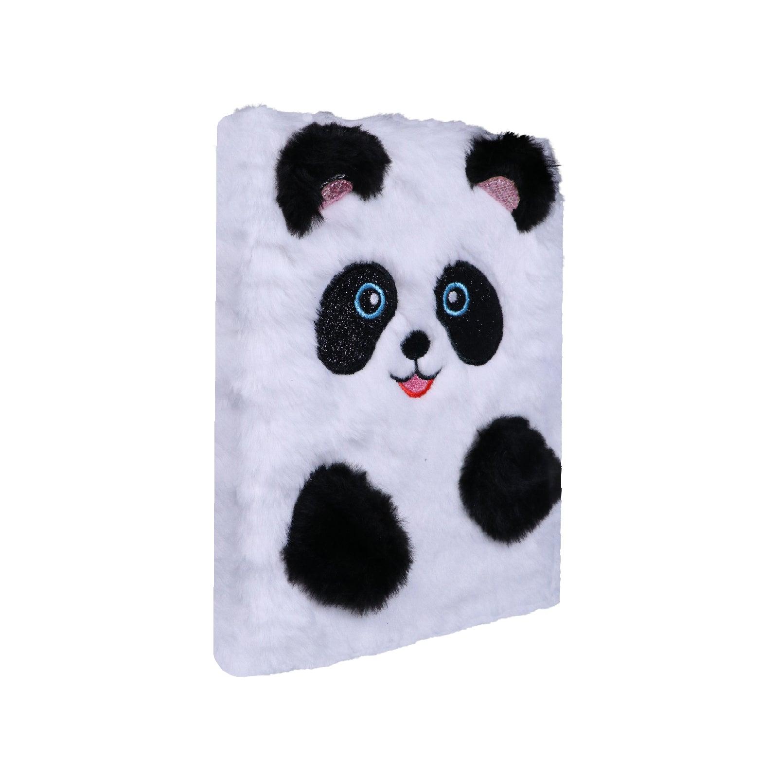 Panda - Themed Fluffy Notebook - Black and White